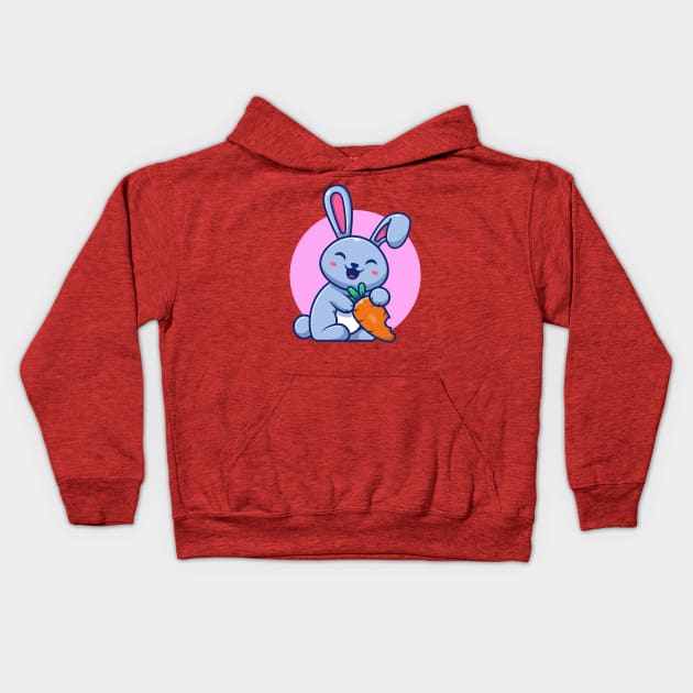 Cute Rabbit With Carrot Cartoon (2) Kids Hoodie by Catalyst Labs
